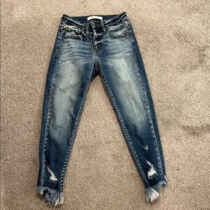 KanCan Dark Wash Distressed Ankle Jeans